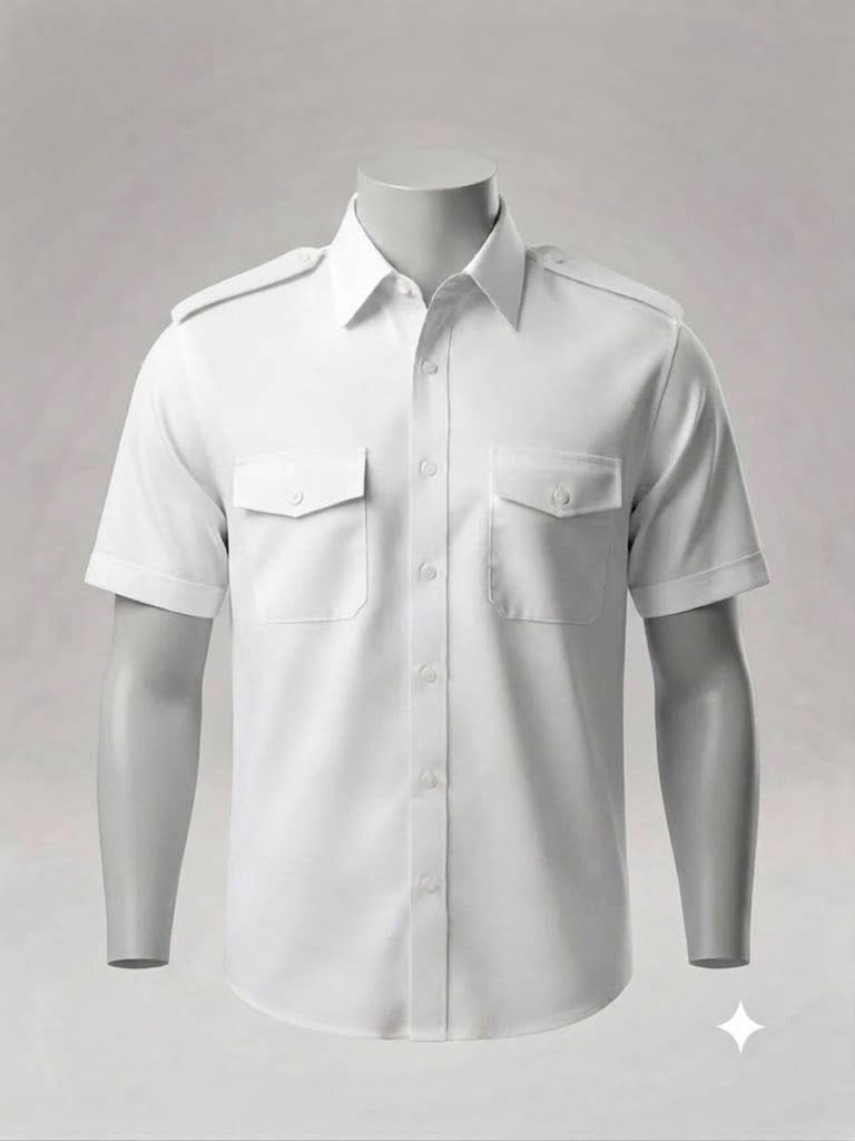 CAMISA BLANCA HOMBRE MANGA CORTA C/CHARRETERA